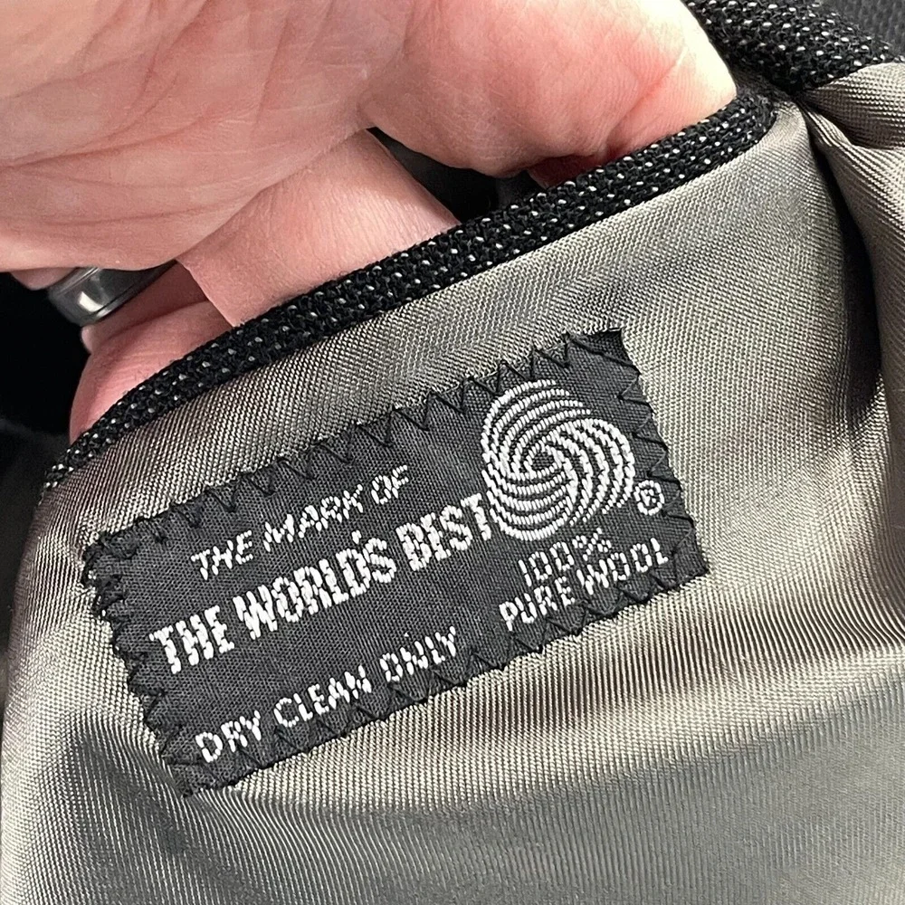 Gianni‎ 100% Wool Blazer Suit Jacket Mens 44 Black 2-Button Sport Coat